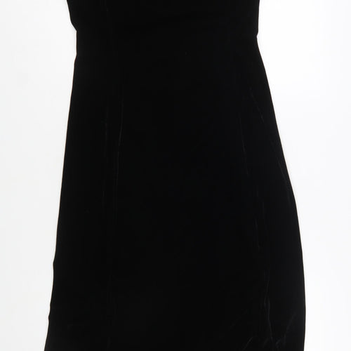 Jolibel Women's Black Velvet Asymmetric Sleeveless Midi Dress Size 8