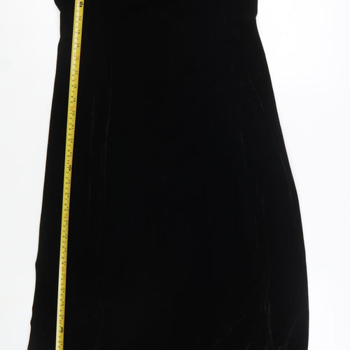 Jolibel Women's Black Velvet Asymmetric Sleeveless Midi Dress Size 8