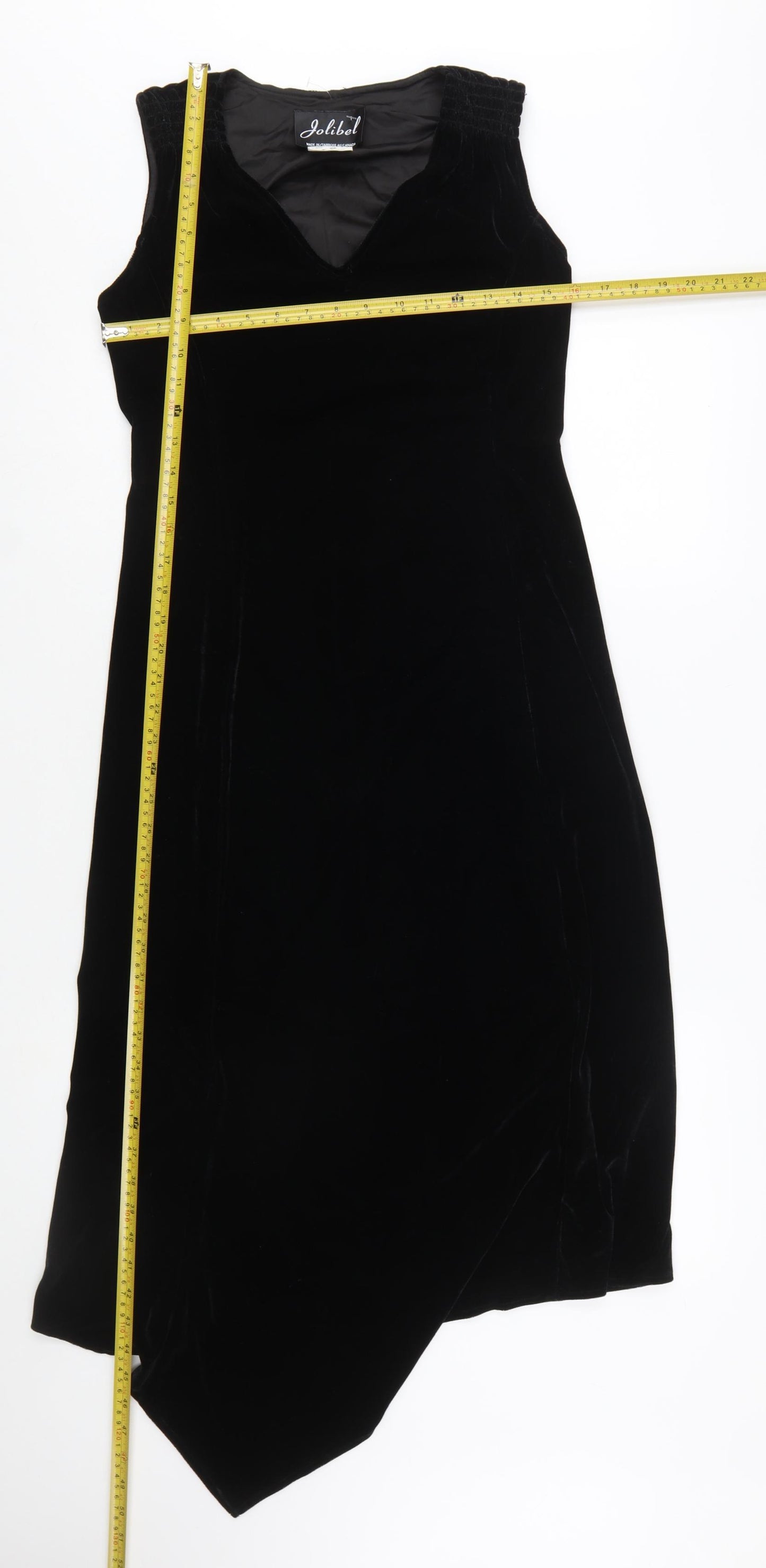Jolibel Women's Black Velvet Asymmetric Sleeveless Midi Dress Size 8