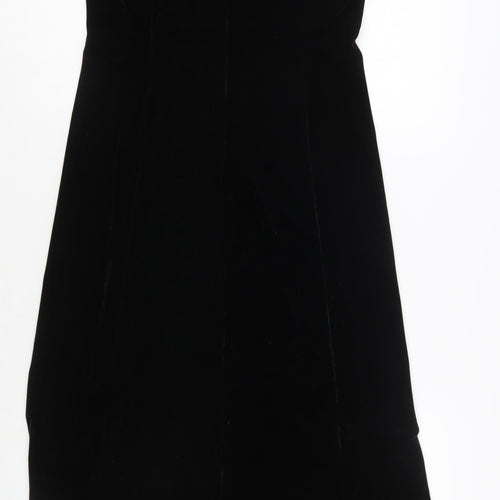 Jolibel Women's Black Velvet Asymmetric Sleeveless Midi Dress Size 8