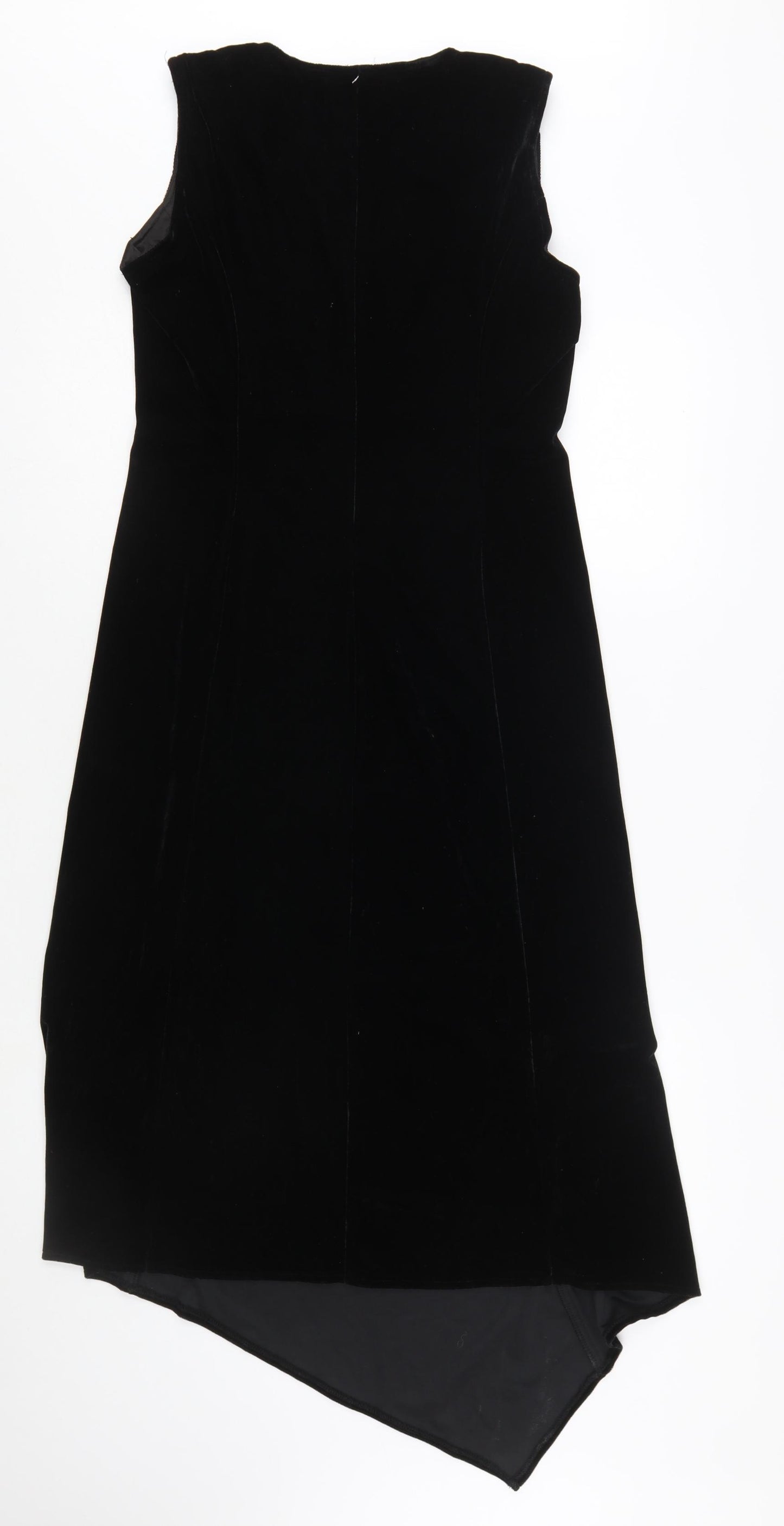 Jolibel Women's Black Velvet Asymmetric Sleeveless Midi Dress Size 8