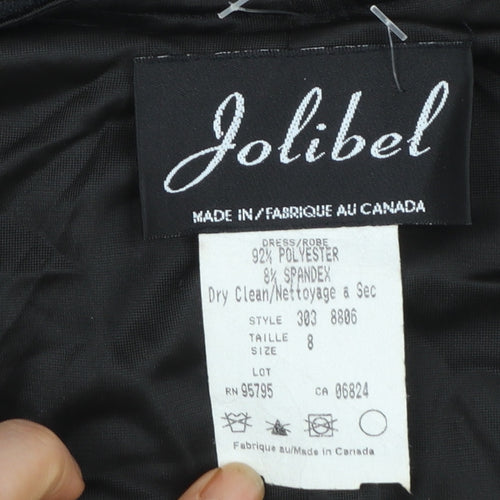 Jolibel Women's Black Velvet Asymmetric Sleeveless Midi Dress Size 8