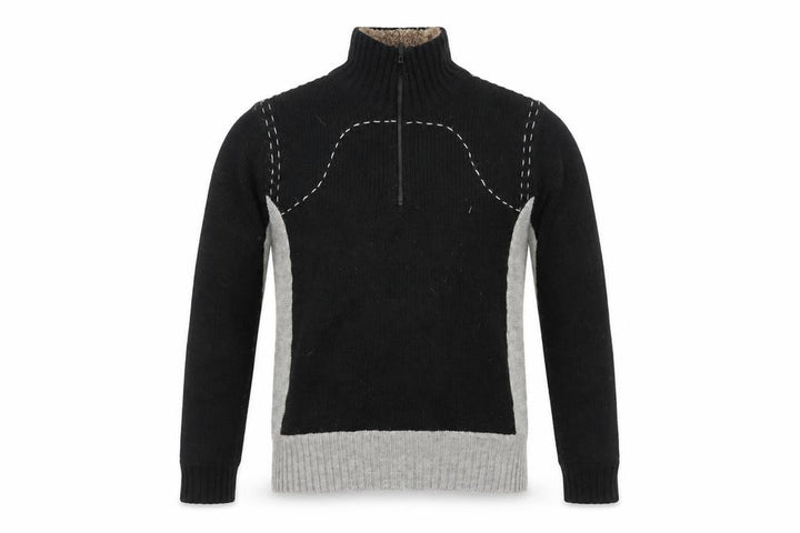 French Connection Men's Black Grey Wool 1/2 Zip Jumper L