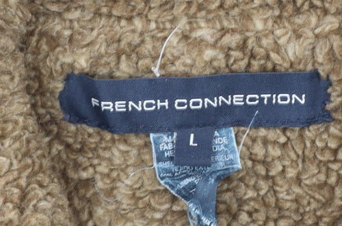 French Connection Men's Black Grey Wool 1/2 Zip Jumper L