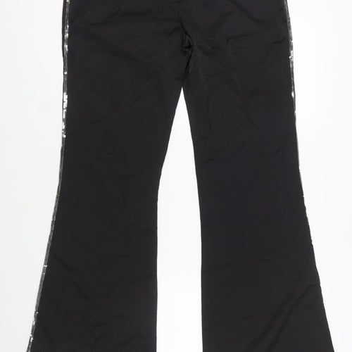 Tracy Porter Women's Black Flared Sequin Trim Stretch Trousers Size 10