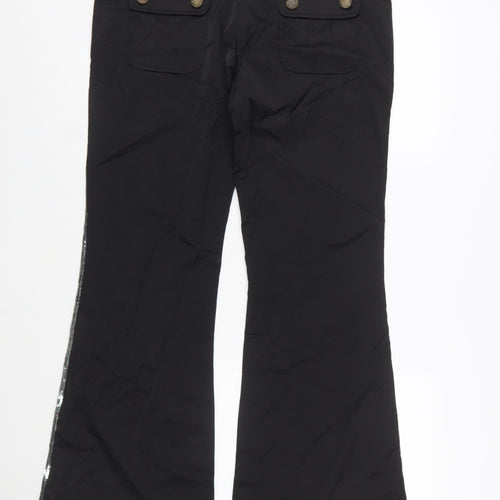 Tracy Porter Women's Black Flared Sequin Trim Stretch Trousers Size 10