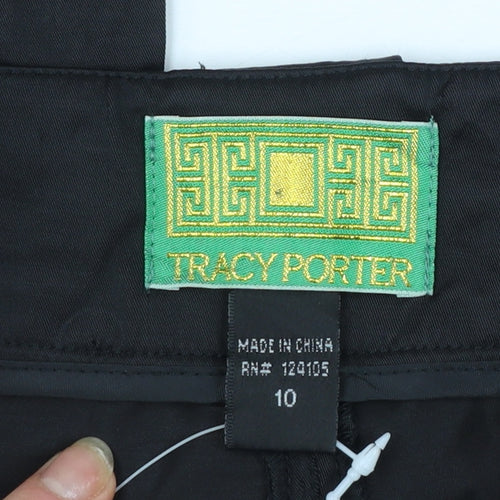 Tracy Porter Women's Black Flared Sequin Trim Stretch Trousers Size 10