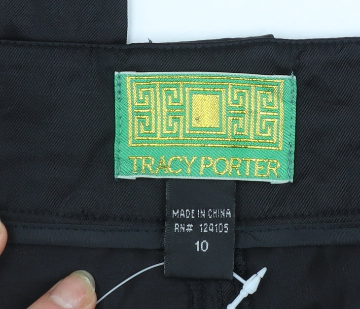 Tracy Porter Women's Black Flared Sequin Trim Stretch Trousers Size 10