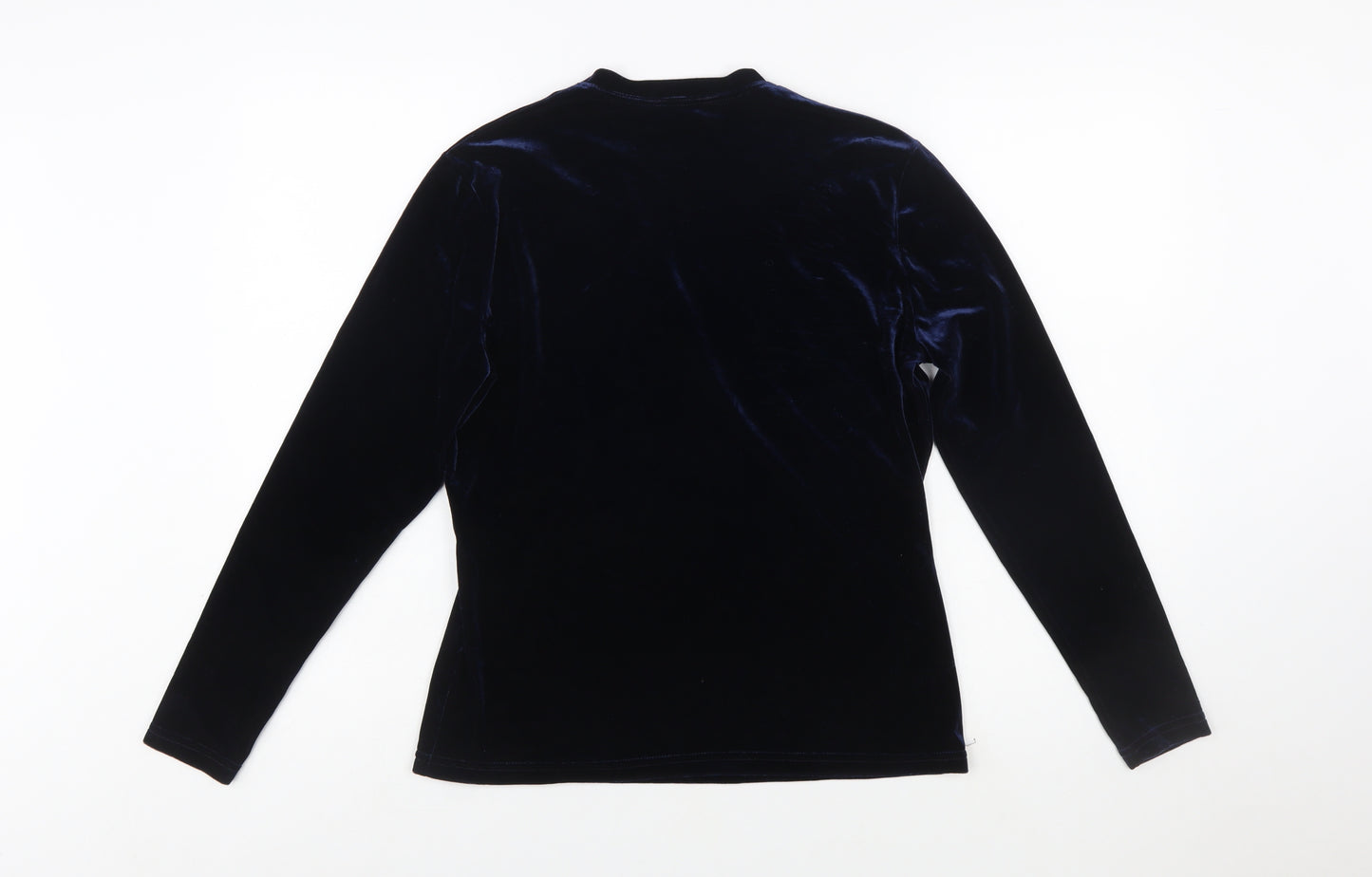 Cleo Women's Blue Velvet Wrap Blouse Size S Long Sleeve