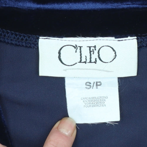 Cleo Women's Blue Velvet Wrap Blouse Size S Long Sleeve