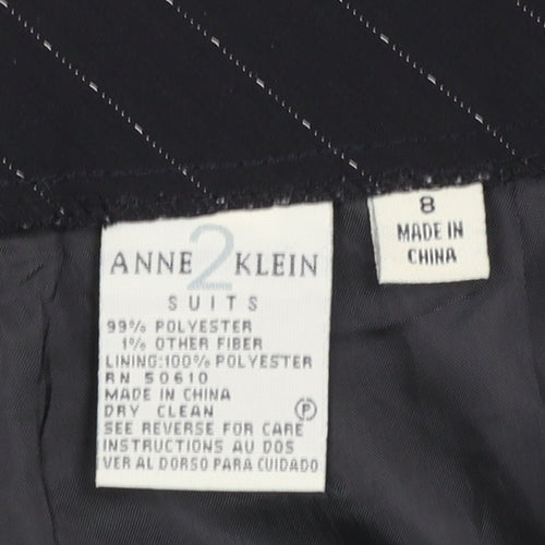 Anne Klein Women Black Pinstripe Dress Pants Size 8 Classic Workwear