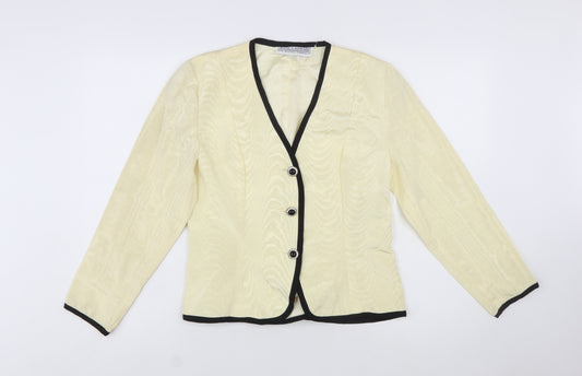 Jessica Howard Women Ivory Black Trim Blazer Size 14 Classic Fit
