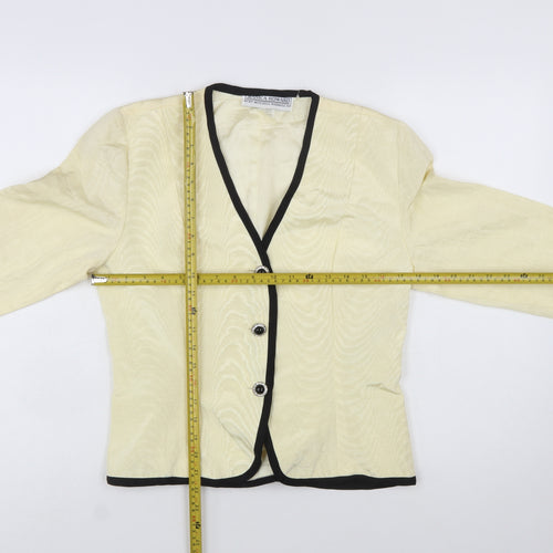 Jessica Howard Women Ivory Black Trim Blazer Size 14 Classic Fit