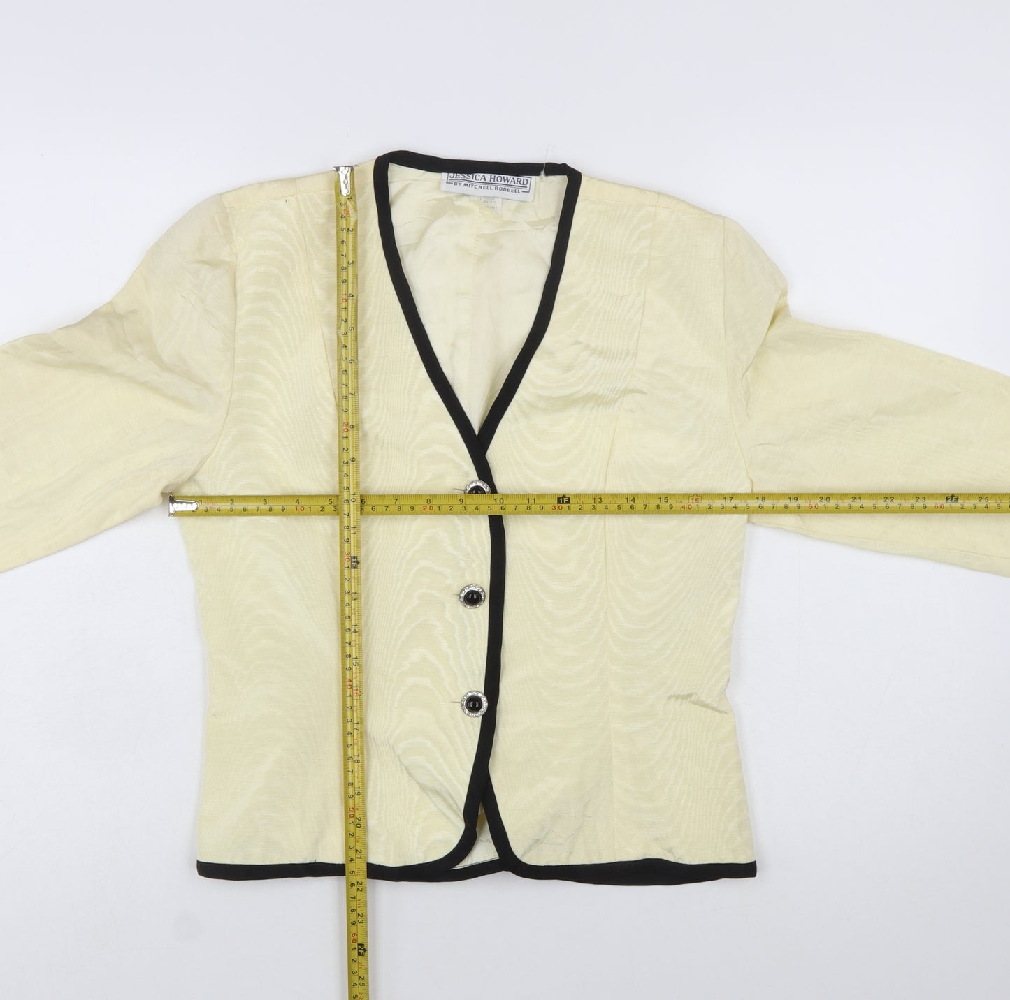 Jessica Howard Women Ivory Black Trim Blazer Size 14 Classic Fit