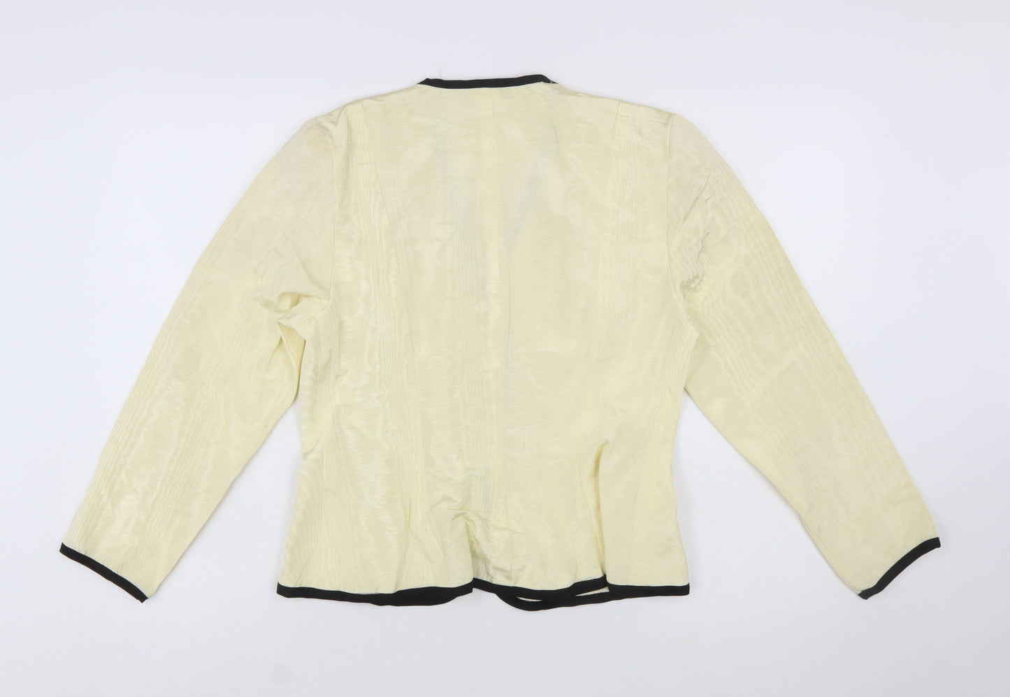 Jessica Howard Women Ivory Black Trim Blazer Size 14 Classic Fit