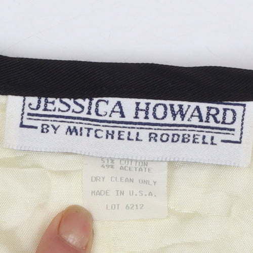 Jessica Howard Women Ivory Black Trim Blazer Size 14 Classic Fit