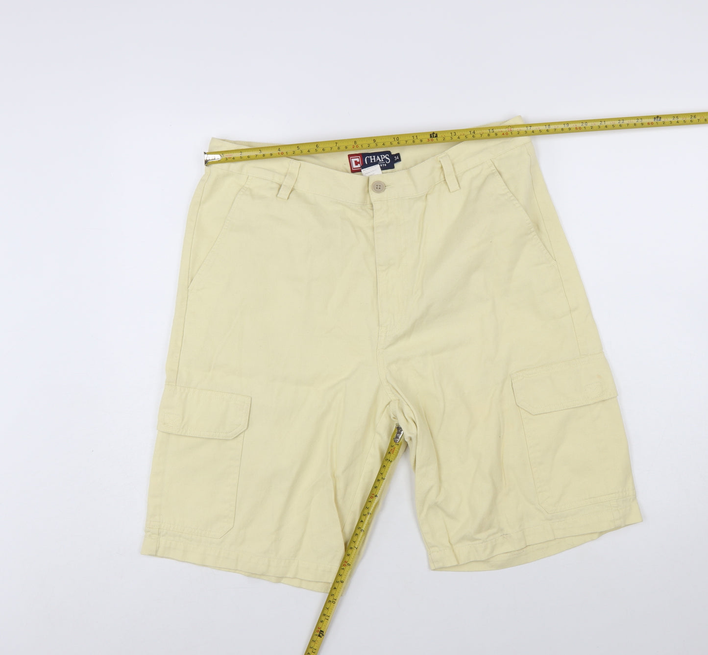 Chaps Men's Beige Cotton Cargo Shorts Size 34 Regular Fit