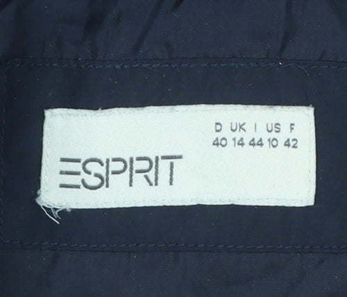 Esprit Womens Blue Puffer Waistcoat Size 14 Sleeveless Lined Polyester