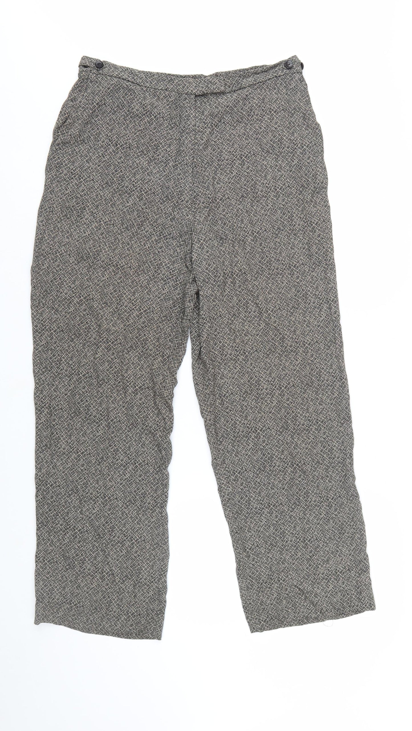 GIANNI Women's Grey Geometric Pleated Trousers Size 12