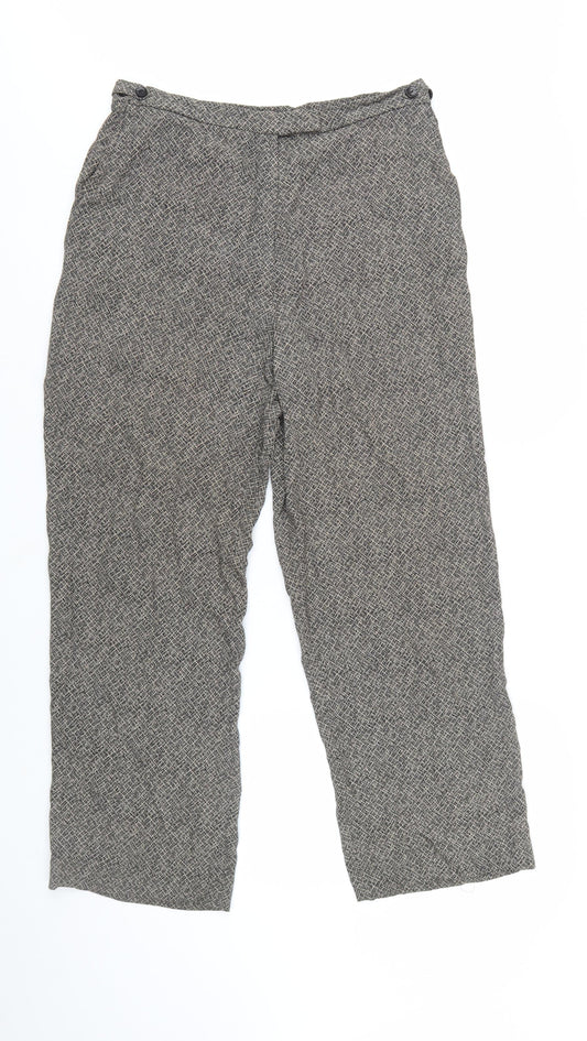 GIANNI Women's Grey Geometric Pleated Trousers Size 12