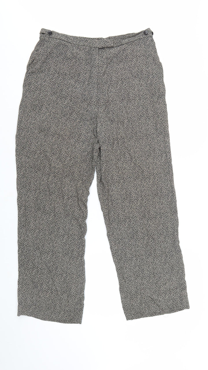 GIANNI Women's Grey Geometric Pleated Trousers Size 12