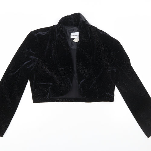 Another Thyme Women's Black Velvet Cropped Bolero Jacket Medium