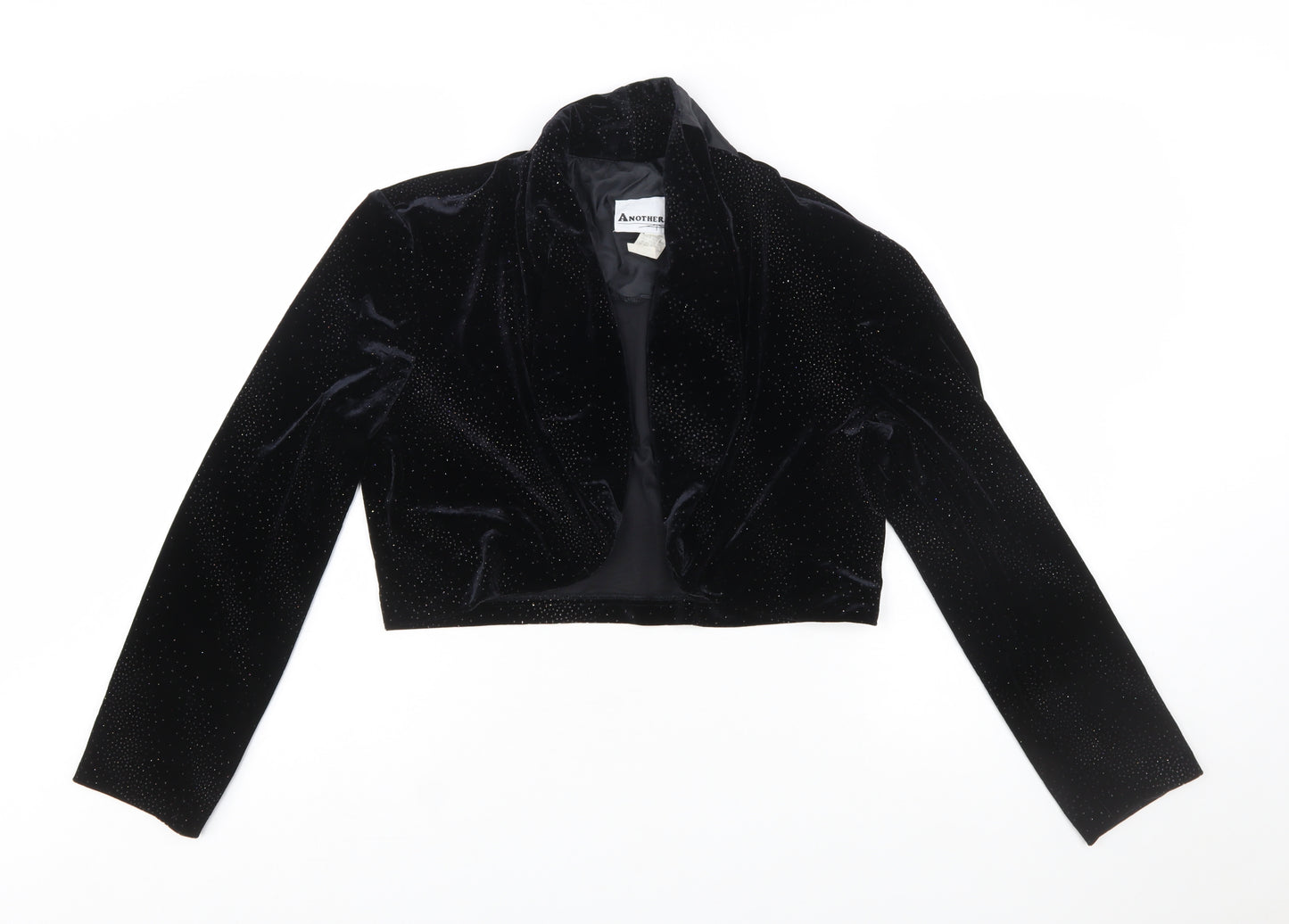 Another Thyme Women's Black Velvet Cropped Bolero Jacket Medium