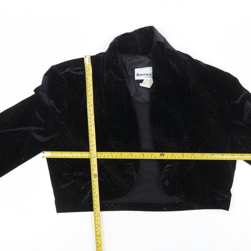 Another Thyme Women's Black Velvet Cropped Bolero Jacket Medium