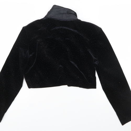 Another Thyme Women's Black Velvet Cropped Bolero Jacket Medium
