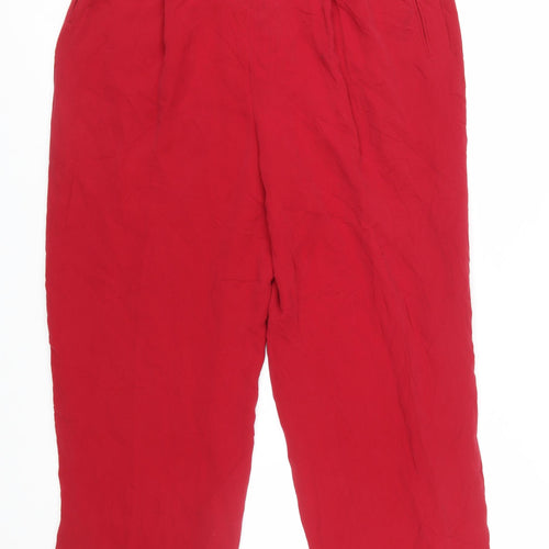 Valerie Stevens Women’s Red Pure Silk Pleated High Rise Trousers Size 14