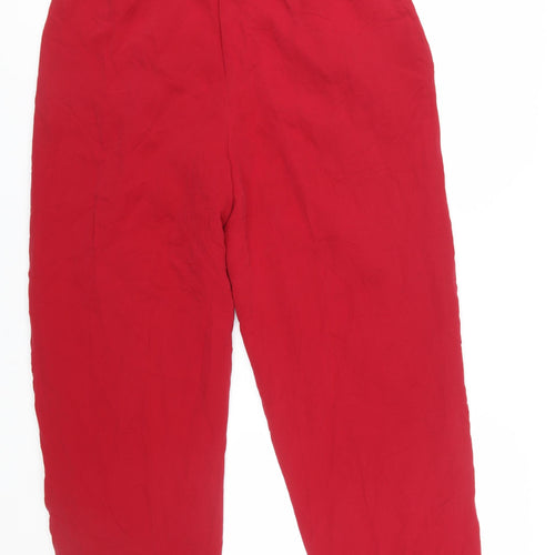 Valerie Stevens Women’s Red Pure Silk Pleated High Rise Trousers Size 14