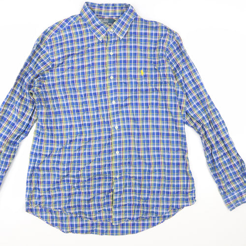Ralph Lauren Men's Blue Check Long Sleeve Button-Down Shirt XL