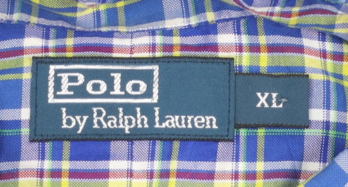 Ralph Lauren Men's Blue Check Long Sleeve Button-Down Shirt XL