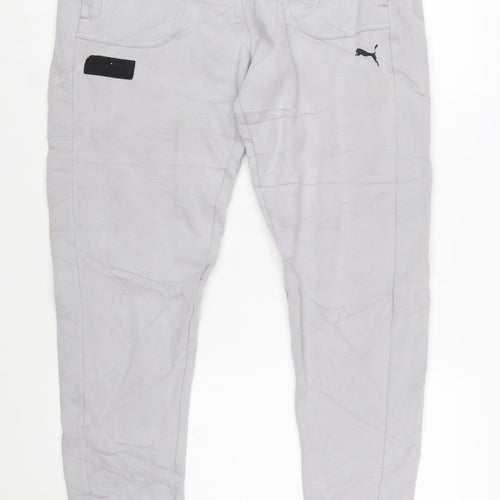 Puma Men's Grey Regular Fit Jogger Trousers Size L