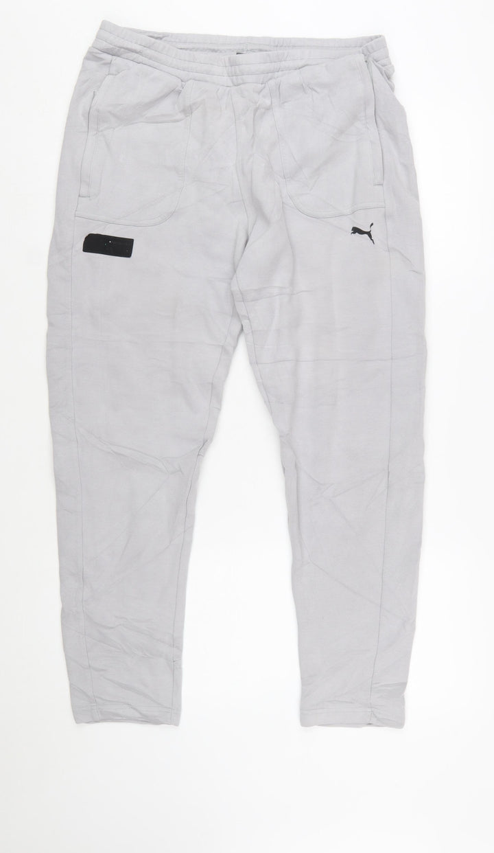 Puma Men's Grey Regular Fit Jogger Trousers Size L