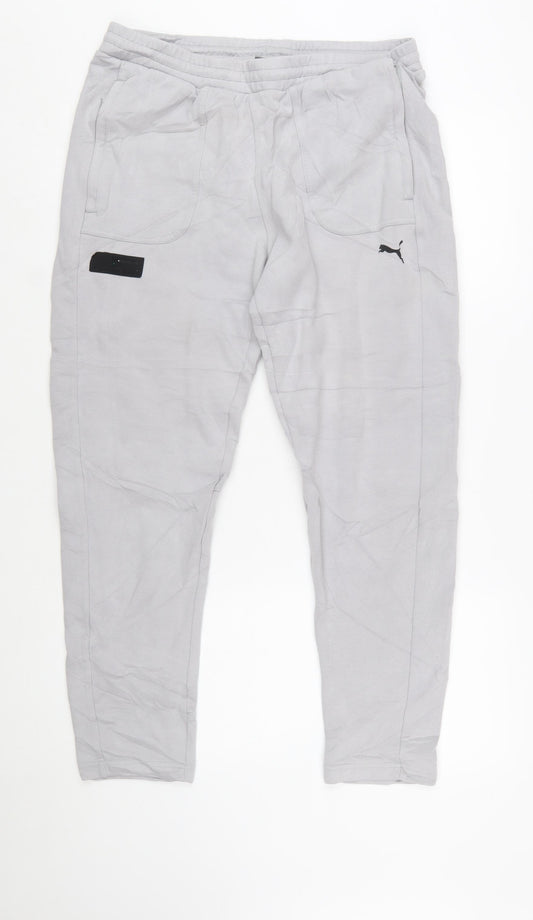 Puma Men's Grey Regular Fit Jogger Trousers Size L