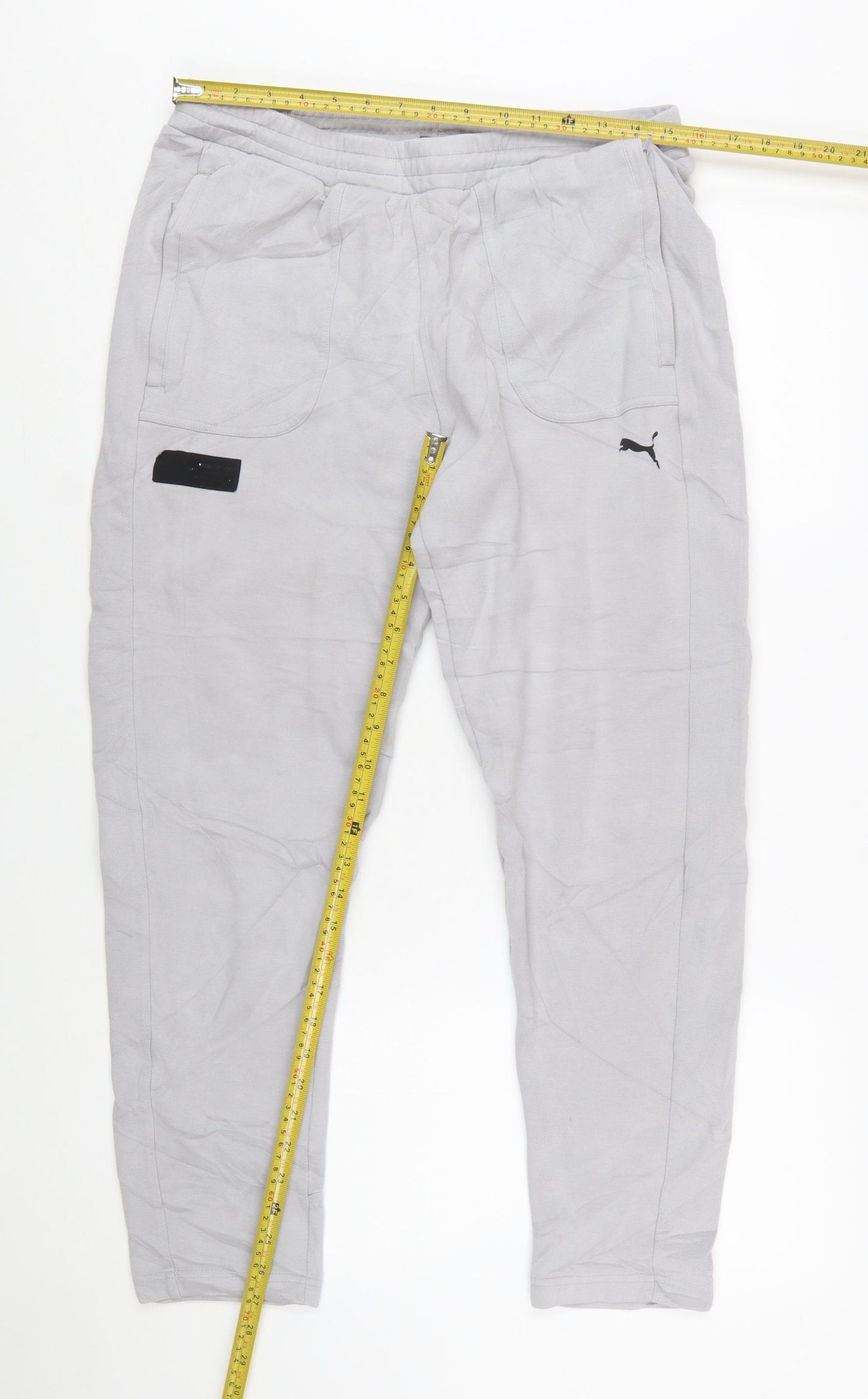Puma Men's Grey Regular Fit Jogger Trousers Size L