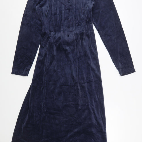Chadwick’s Women Blue Midi Fit & Flare Dress Size 12 Velvet Cotton Blend