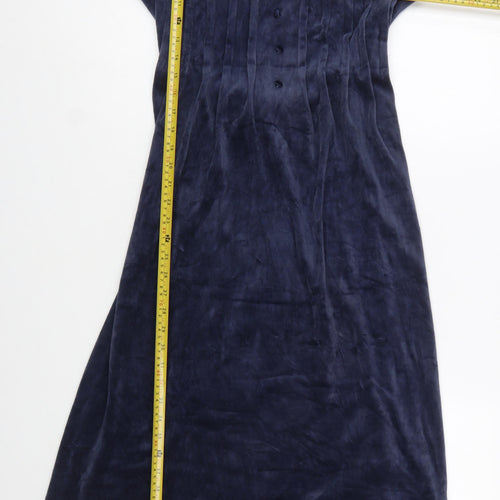 Chadwick’s Women Blue Midi Fit & Flare Dress Size 12 Velvet Cotton Blend