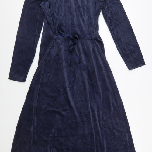 Chadwick’s Women Blue Midi Fit & Flare Dress Size 12 Velvet Cotton Blend