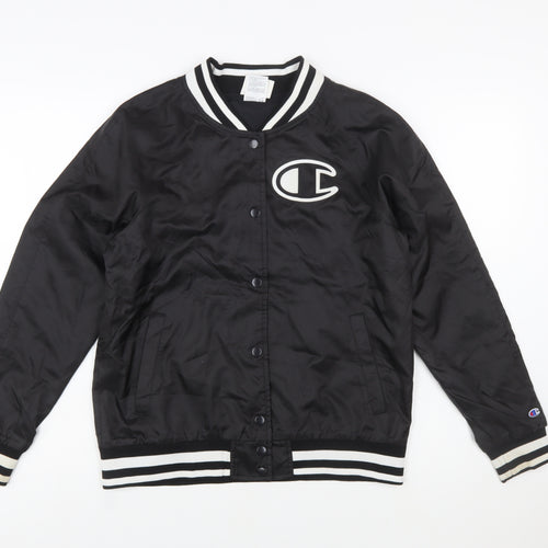 Champion Women Black M Varsity Jacket Lightweight Polyester