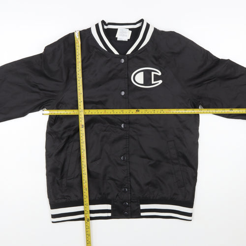Champion Women Black M Varsity Jacket Lightweight Polyester