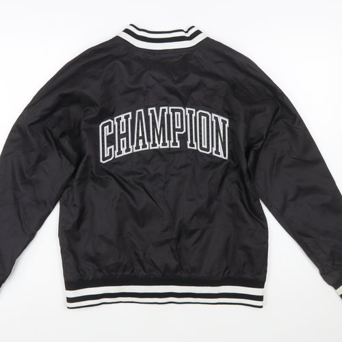 Champion Women Black M Varsity Jacket Lightweight Polyester
