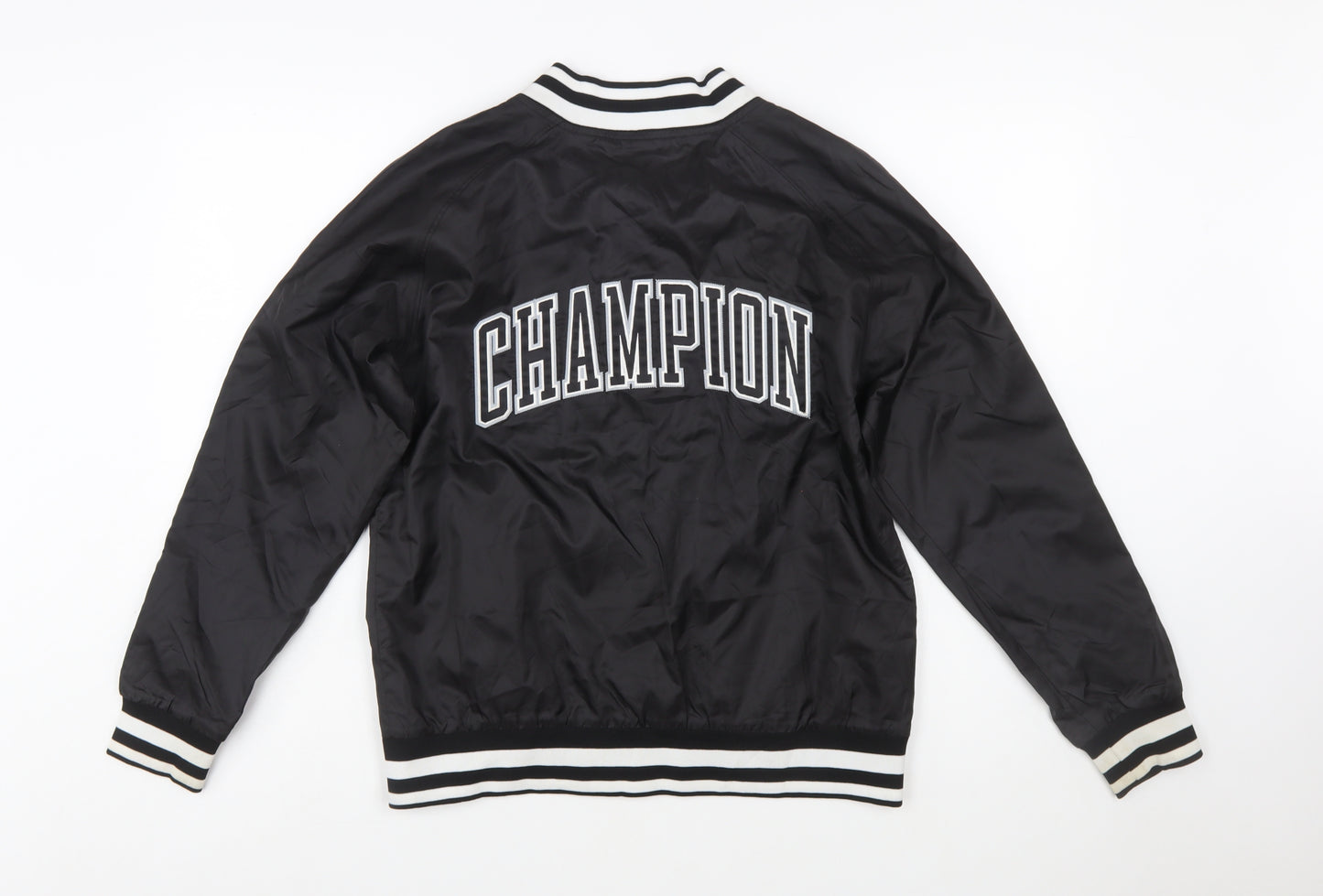 Champion Women Black M Varsity Jacket Lightweight Polyester