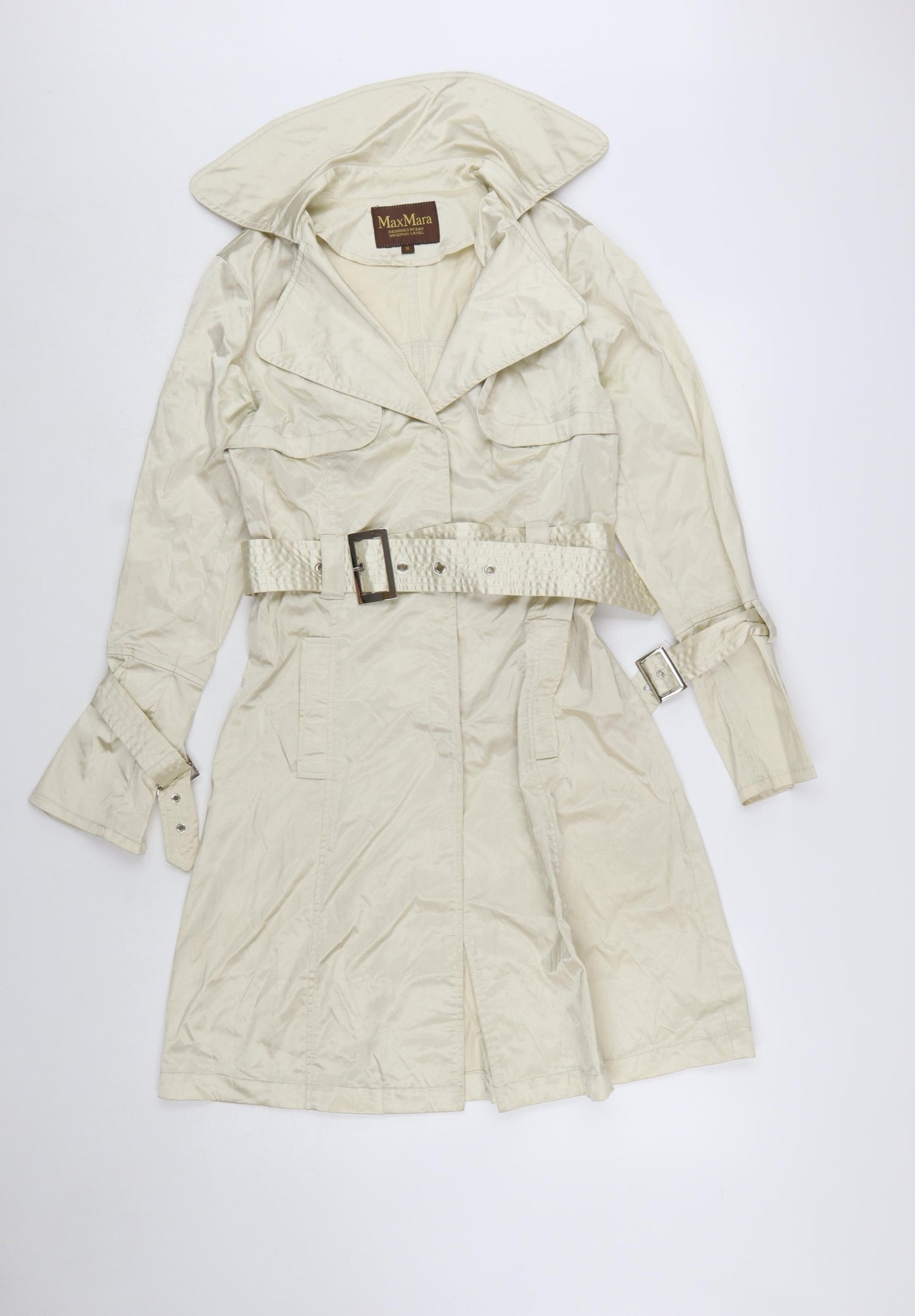 MaxMara Women’s Beige Belted Trench Coat S Classic Mid-Length