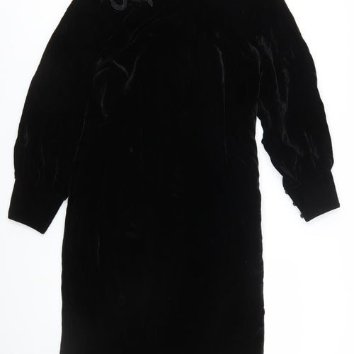 Rouie Women Black Velvet Knee Length Shift Dress Size 12