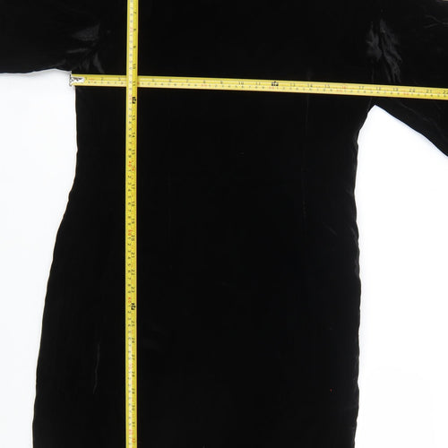 Rouie Women Black Velvet Knee Length Shift Dress Size 12