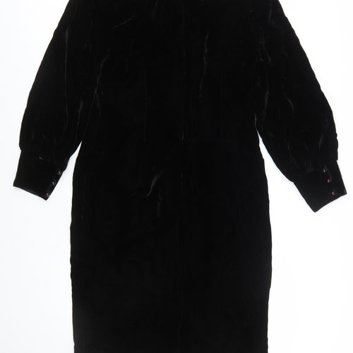Rouie Women Black Velvet Knee Length Shift Dress Size 12