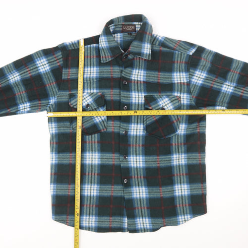LANZANS Men's Green Plaid Flannel Button-Up Shirt L Regular Fit