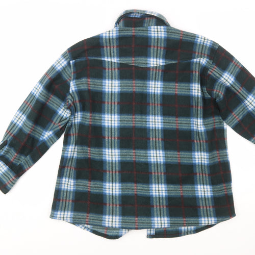 LANZANS Men's Green Plaid Flannel Button-Up Shirt L Regular Fit